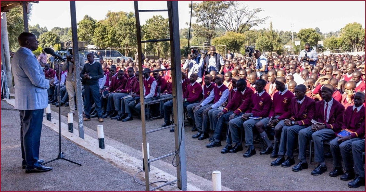 Deputy President Rigathi Gachagua addressing Kapsabet Boys High School students.